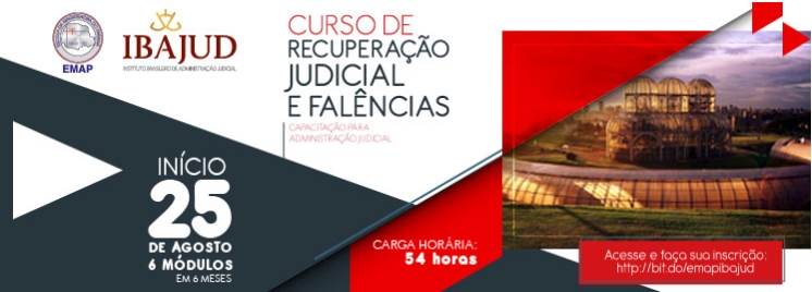 Confira os sorteados para o Curso de Recuperação Judicial e Falência organizado pela EMAP e IBAJUD; inscrições continuam abertas